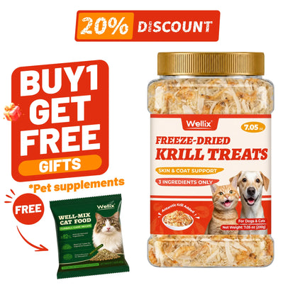 Wellix Dog&Cat Food Topper - Cat Grass Treats for Haiball Treament - Chicken Flavor Freeze Dried Cat Treats - Low Calorie Training Treats for Dogs&Cat 7.5Oz