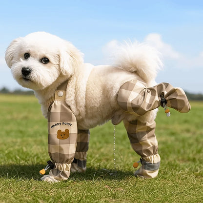Full Leg Protection Reflective Stripe Pet Pants Adjustable Waterproof Pet Strolling Pants Dustproof Anti-Slip Dog Jumpsuit Shoes