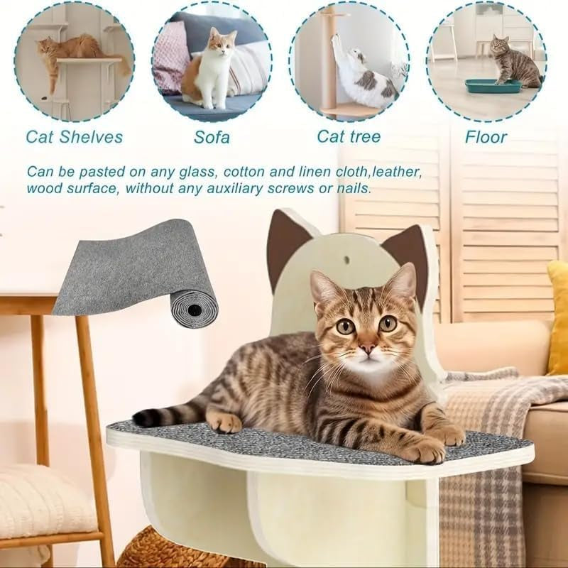 Cat Scratch Furniture Protector Mat DIY Cat Scratch Pad Self-Adhesive, Pet Scratching Post Cat Scratcher Carpet anti Cat Scratch for Cat Tree/Door/Couch (Dark Gray, 11.8 * 23 Inch)