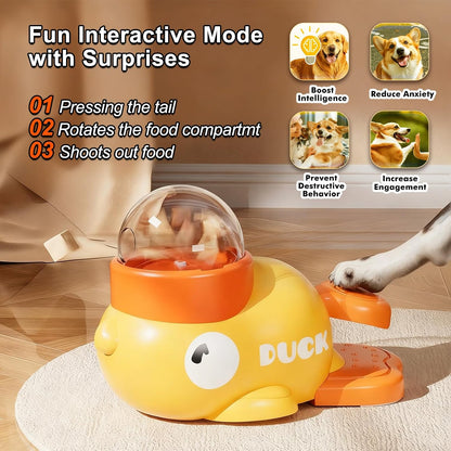 Duck Dog Treat Dispenser Toy, Interactive Slow Feeder Puzzle Toy | Duck Design with Interactive Treat Dispensing, Slow Feeding, and Puzzle Play to Provide Mental Stimulation and Reduce Boredom