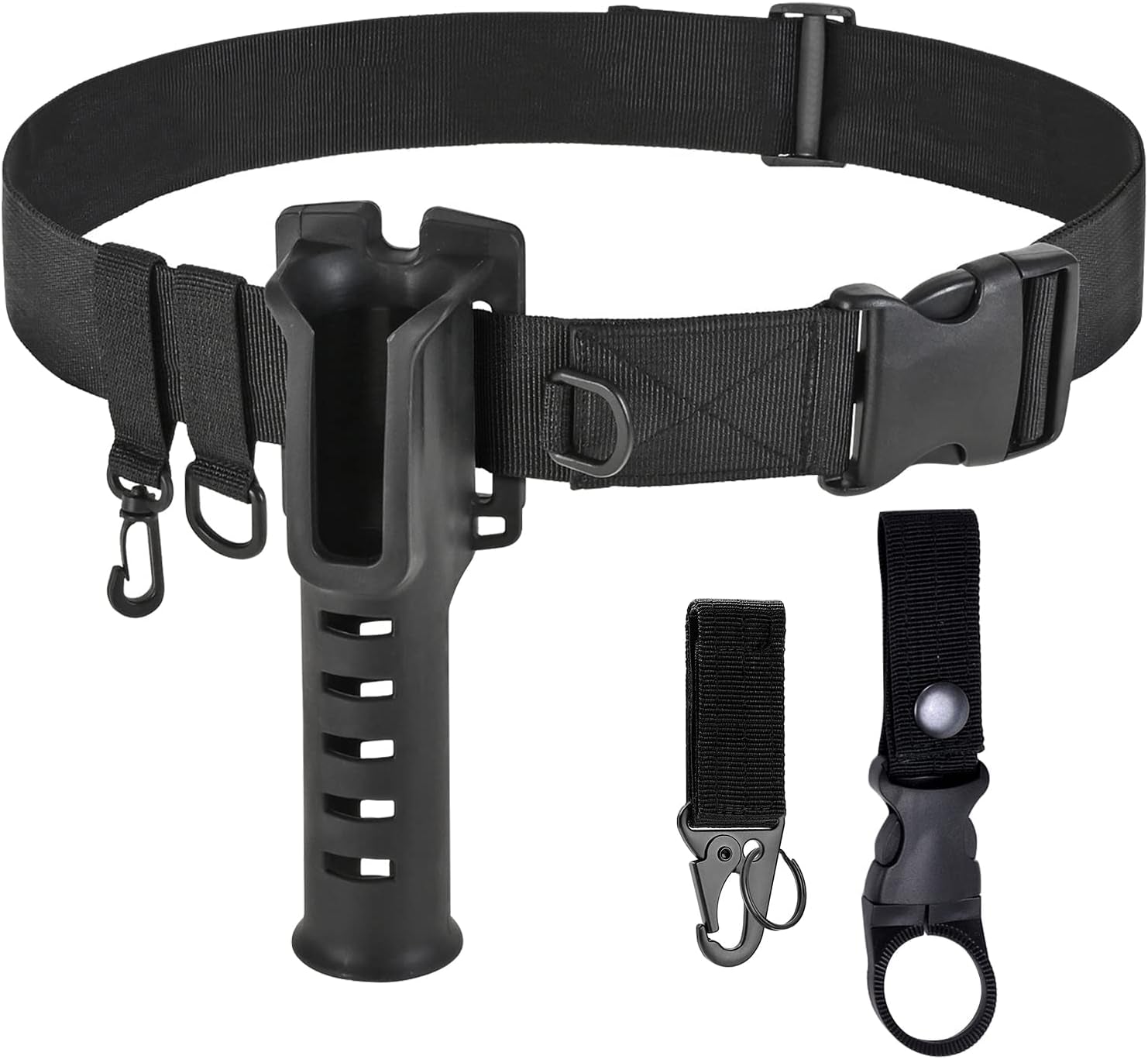 Fishing Wading Belt with Rod Holder Adjustable Wader Waist Belt | Fishing Rod Holster Quick Release Belt Keeper Bottle Buckle for Fly Surf Kayak Casting Spinning Pole Tool Tackle Gear