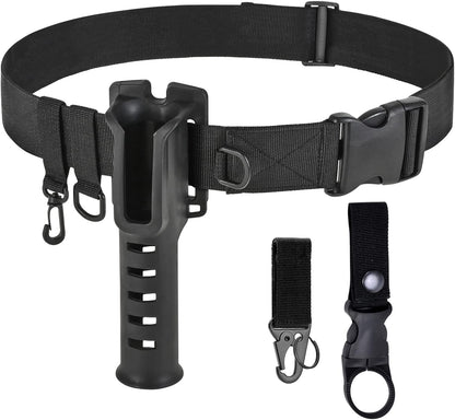 Fishing Wading Belt with Rod Holder Adjustable Wader Waist Belt | Fishing Rod Holster Quick Release Belt Keeper Bottle Buckle for Fly Surf Kayak Casting Spinning Pole Tool Tackle Gear