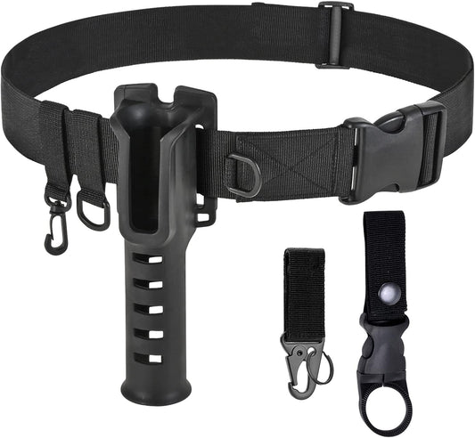Fishing Wading Belt with Rod Holder Adjustable Wader Waist Belt | Fishing Rod Holster Quick Release Belt Keeper Bottle Buckle for Fly Surf Kayak Casting Spinning Pole Tool Tackle Gear