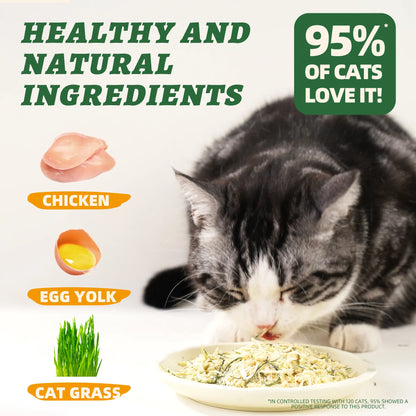 Wellix Dog&Cat Food Topper - Cat Grass Treats for Haiball Treament - Chicken Flavor Freeze Dried Cat Treats - Low Calorie Training Treats for Dogs&Cat 7.5Oz