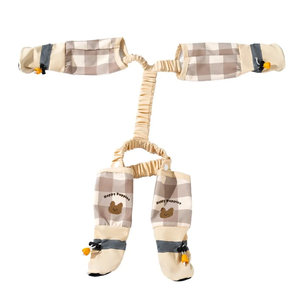 Full Leg Protection Reflective Stripe Pet Pants Adjustable Waterproof Pet Strolling Pants Dustproof Anti-Slip Dog Jumpsuit Shoes