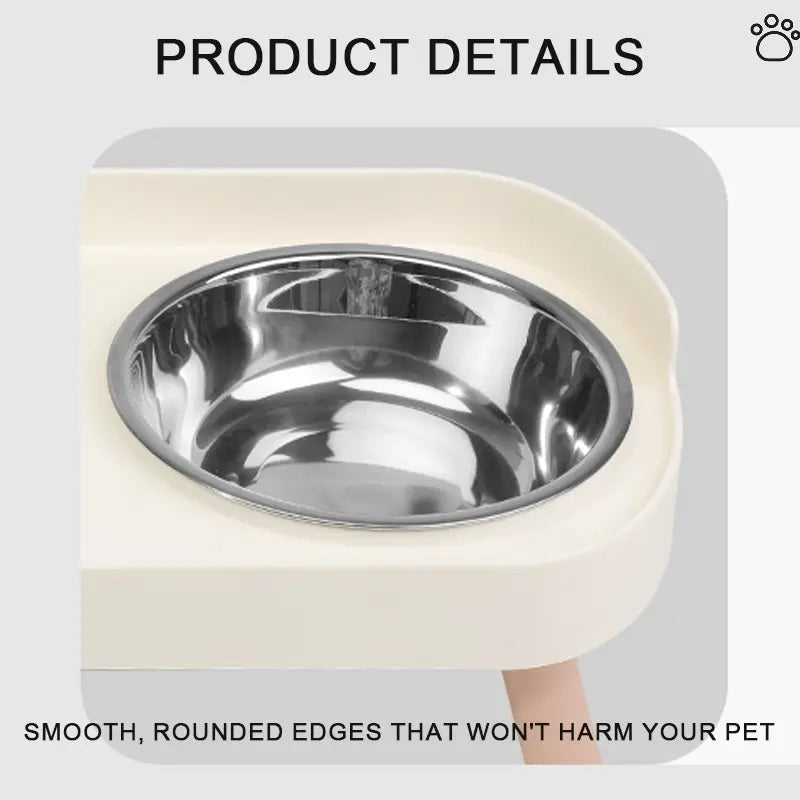 Stainless Steel Dog and Cat Bowl Set, Anti-Tip Dual Bowls, High-Neck Elevated Slow Feeder Pet Food and Water Dish, Ideal for Dogs and Cats