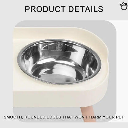 Stainless Steel Dog and Cat Bowl Set, Anti-Tip Dual Bowls, High-Neck Elevated Slow Feeder Pet Food and Water Dish, Ideal for Dogs and Cats