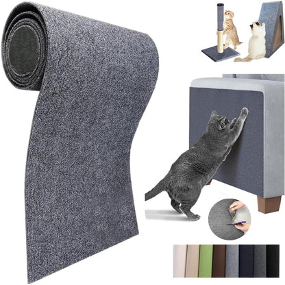 Cat Scratch Furniture Protector Mat DIY Cat Scratch Pad Self-Adhesive, Pet Scratching Post Cat Scratcher Carpet anti Cat Scratch for Cat Tree/Door/Couch (Dark Gray, 11.8 * 23 Inch)