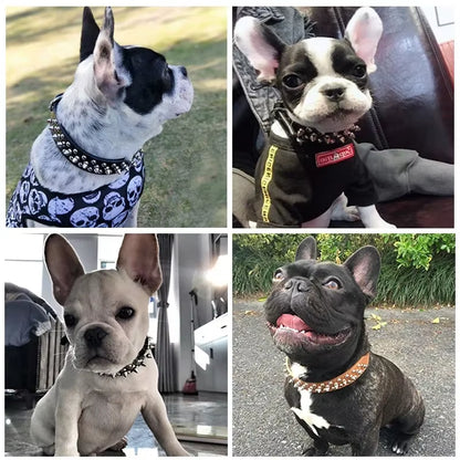 Adjustable PU Leather Pet Dog Collar Punk Rivet Dog Collar Spike Dog Neck Strap Suitable for Small Dogs and Cats