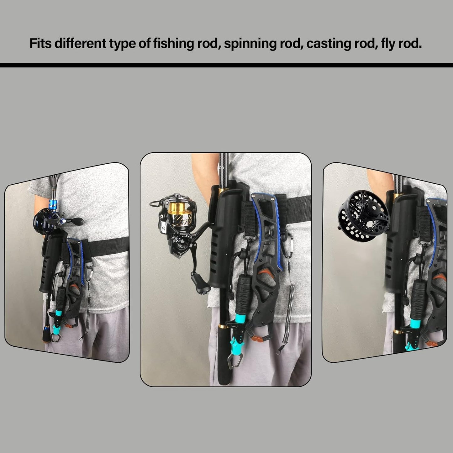 Fishing Wading Belt with Rod Holder Adjustable Wader Waist Belt | Fishing Rod Holster Quick Release Belt Keeper Bottle Buckle for Fly Surf Kayak Casting Spinning Pole Tool Tackle Gear