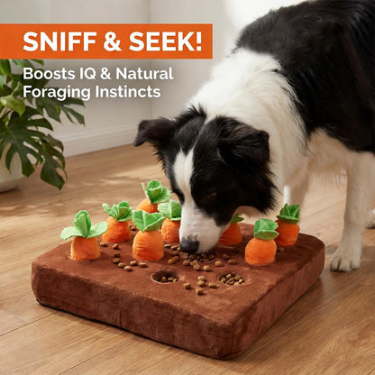 Carrot Dog Toys, Carrot Snuffle Mat for Dogs Interactive Dog Plush Puzzle Toys 2 in 1 Fun Nosework Feed Games Pet Stress Relief and Brain Training Foraging Skill with 12 Carrots (Orange)