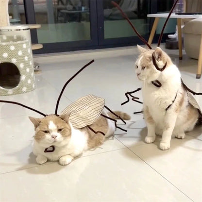 Realistic Cockroach Cat Costume with Detachable Wings Funny Cockroach Clothing for Cat | Cosplay Dress up DIY Material Pack