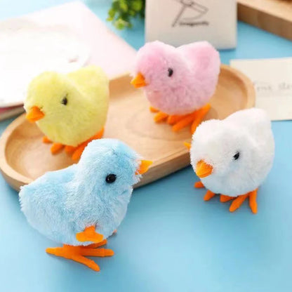 Pet Cat Toys Jumping Walking Hopping Cartoon Plush Chicken Clockwork Cat Interative Playing Toy Wind up Chick Kitten Supplies