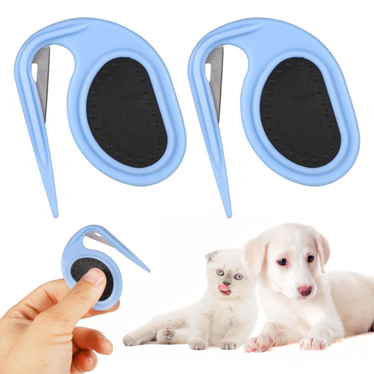 2Pcs Knotting Comb for Cats, Dog Shedding Brush Dematting Comb Hair Removal Tool for Knotted & Loose Hair Grooming Accessories for Pet Kitten Puppy (Blue)