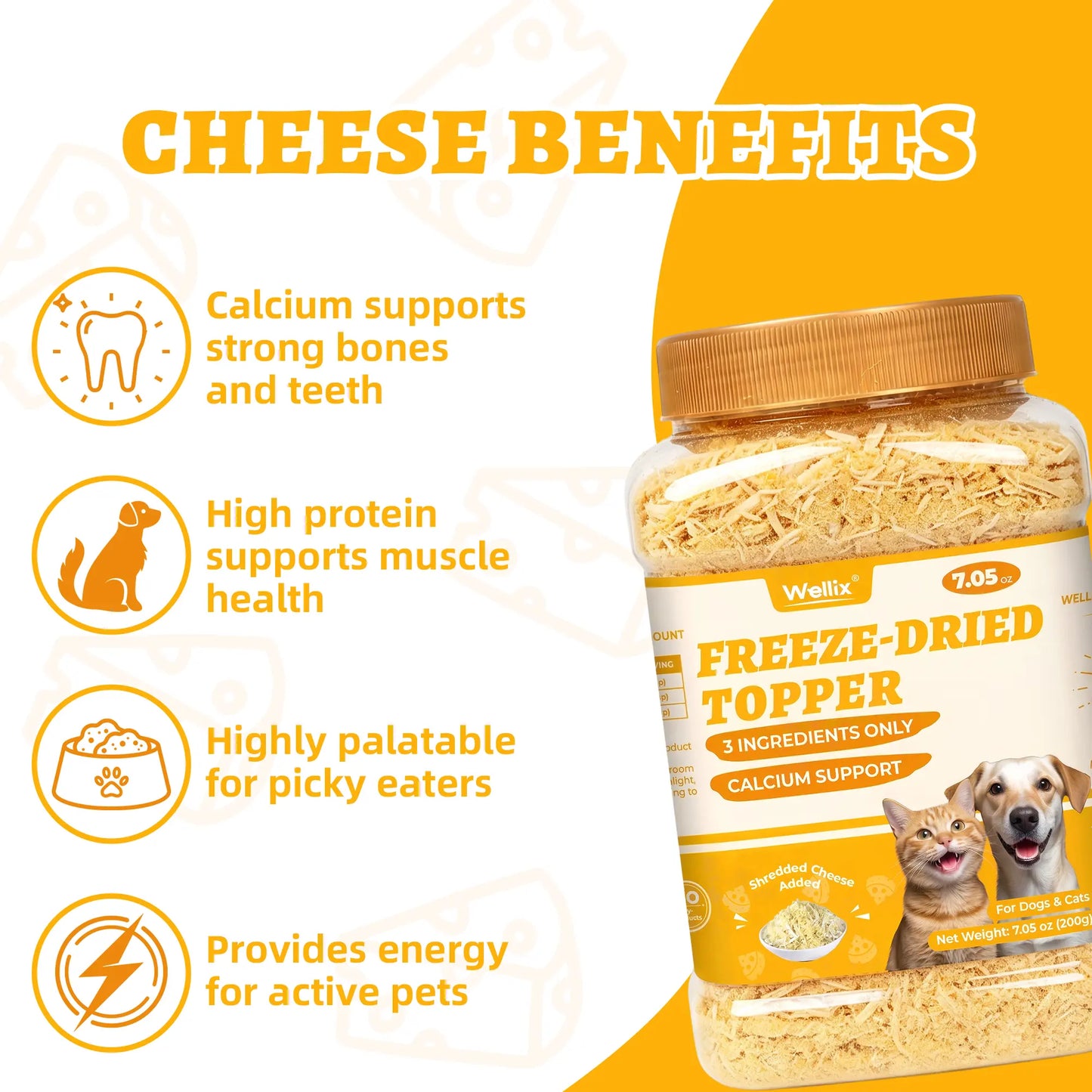 Wellix Dog&Cat Food Topper - Cat Grass Treats for Haiball Treament - Chicken Flavor Freeze Dried Cat Treats - Low Calorie Training Treats for Dogs&Cat 7.5Oz