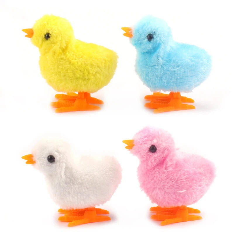 Pet Cat Toys Jumping Walking Hopping Cartoon Plush Chicken Clockwork Cat Interative Playing Toy Wind up Chick Kitten Supplies