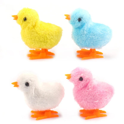 Pet Cat Toys Jumping Walking Hopping Cartoon Plush Chicken Clockwork Cat Interative Playing Toy Wind up Chick Kitten Supplies
