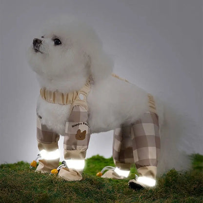Full Leg Protection Reflective Stripe Pet Pants Adjustable Waterproof Pet Strolling Pants Dustproof Anti-Slip Dog Jumpsuit Shoes
