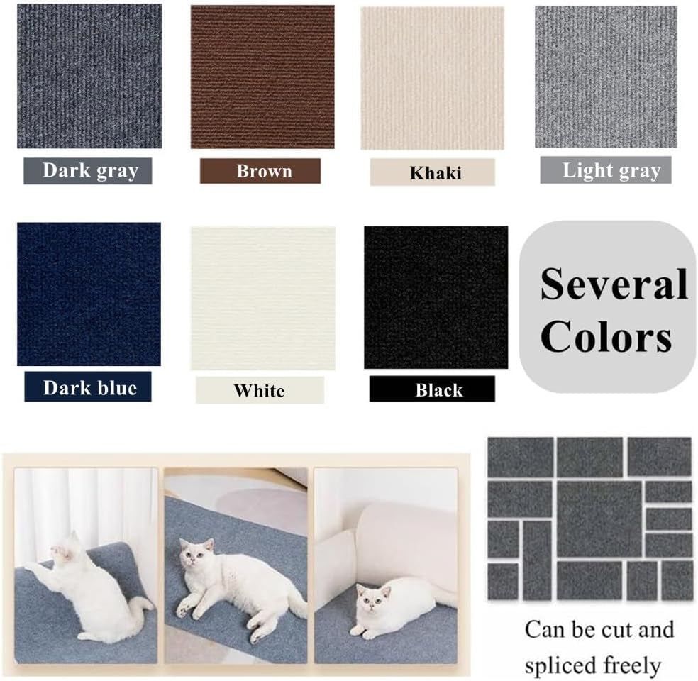 Cat Scratch Furniture Protector Mat DIY Cat Scratch Pad Self-Adhesive, Pet Scratching Post Cat Scratcher Carpet anti Cat Scratch for Cat Tree/Door/Couch (Dark Gray, 11.8 * 23 Inch)