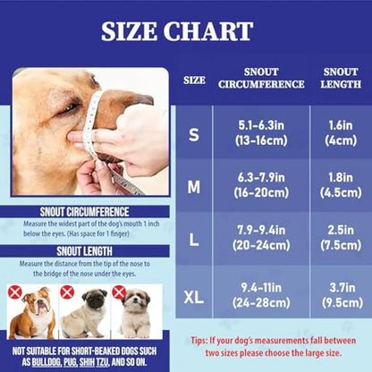 Dog Muzzle for Varies Dogs - Air Mesh Muzzle for Varies Sized Dog | Adjustable No Bark Dogs Muzzles for Scavenging Licking & Chewing | Prevent Biting |