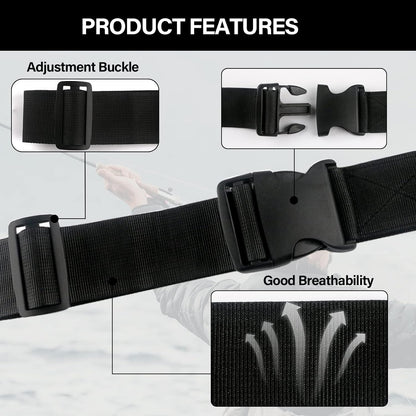 Fishing Wading Belt with Rod Holder Adjustable Wader Waist Belt | Fishing Rod Holster Quick Release Belt Keeper Bottle Buckle for Fly Surf Kayak Casting Spinning Pole Tool Tackle Gear