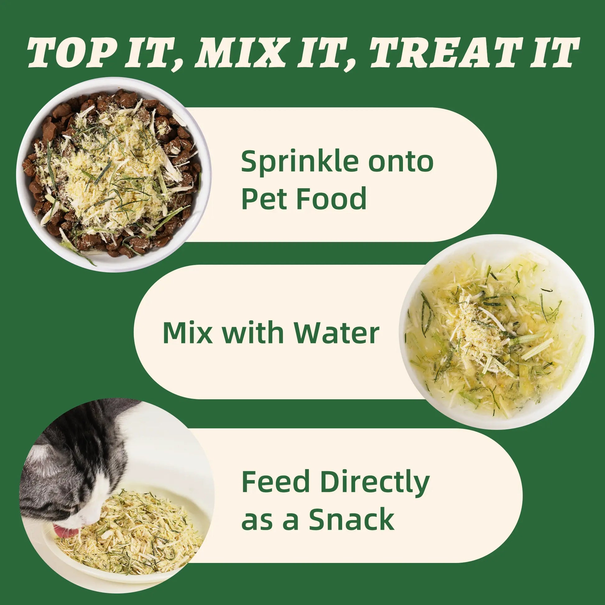 Wellix Dog&Cat Food Topper - Cat Grass Treats for Haiball Treament - Chicken Flavor Freeze Dried Cat Treats - Low Calorie Training Treats for Dogs&Cat 7.5Oz