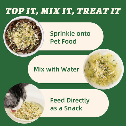 Wellix Dog&Cat Food Topper - Cat Grass Treats for Haiball Treament - Chicken Flavor Freeze Dried Cat Treats - Low Calorie Training Treats for Dogs&Cat 7.5Oz