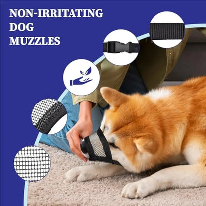 Dog Muzzle for Varies Dogs - Air Mesh Muzzle for Varies Sized Dog | Adjustable No Bark Dogs Muzzles for Scavenging Licking & Chewing | Prevent Biting |