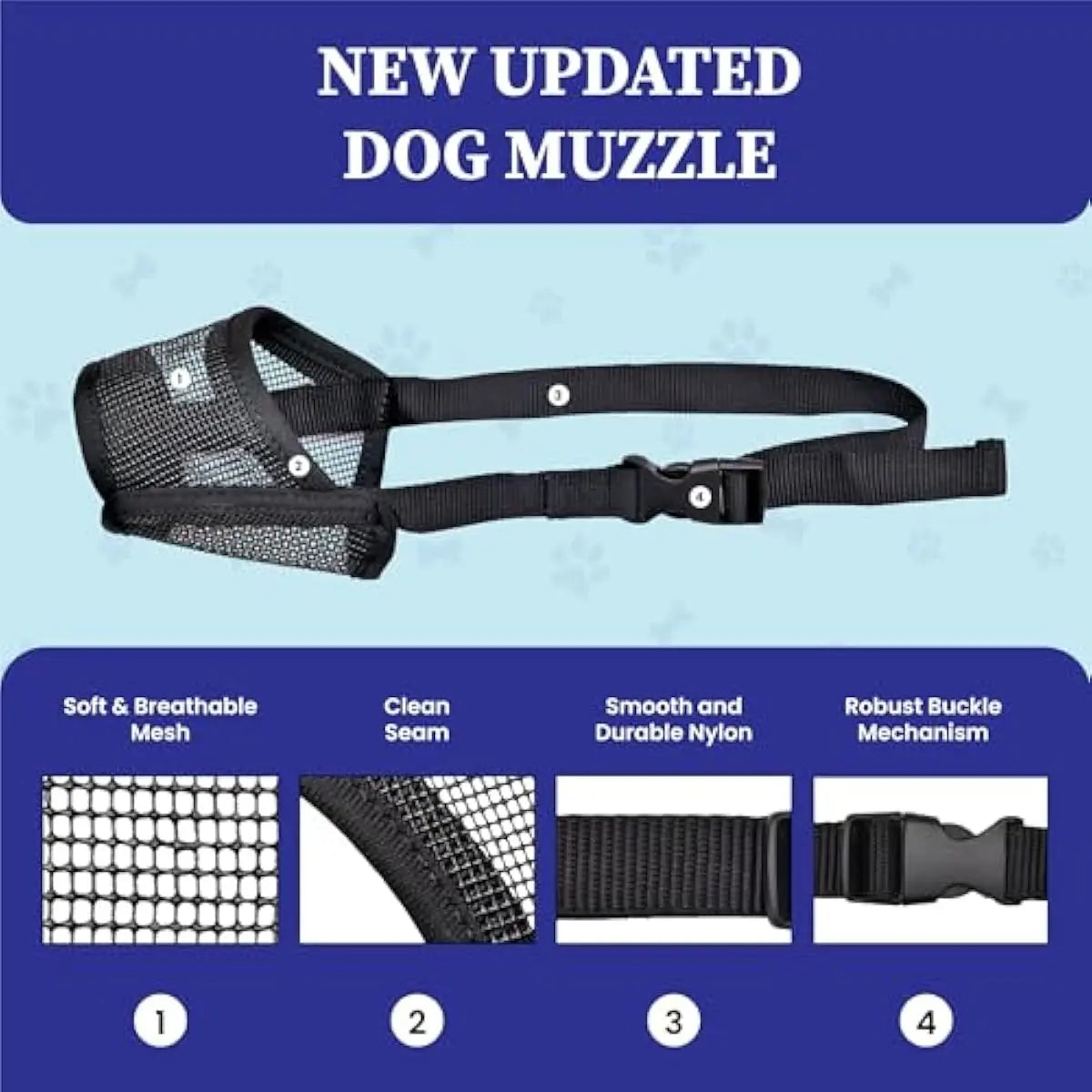Dog Muzzle for Varies Dogs - Air Mesh Muzzle for Varies Sized Dog | Adjustable No Bark Dogs Muzzles for Scavenging Licking & Chewing | Prevent Biting |