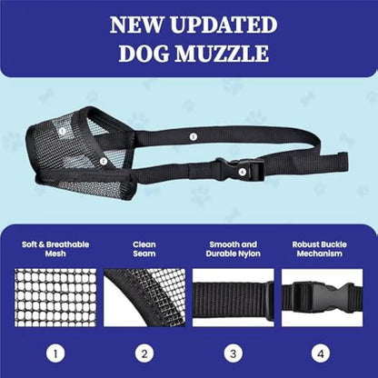 Dog Muzzle for Varies Dogs - Air Mesh Muzzle for Varies Sized Dog | Adjustable No Bark Dogs Muzzles for Scavenging Licking & Chewing | Prevent Biting |