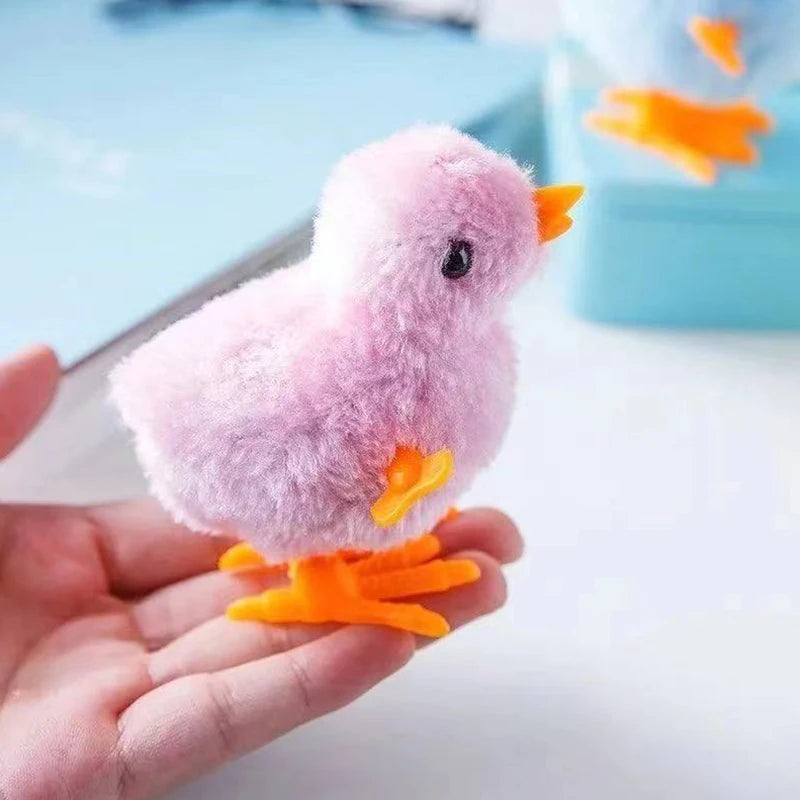 Pet Cat Toys Jumping Walking Hopping Cartoon Plush Chicken Clockwork Cat Interative Playing Toy Wind up Chick Kitten Supplies