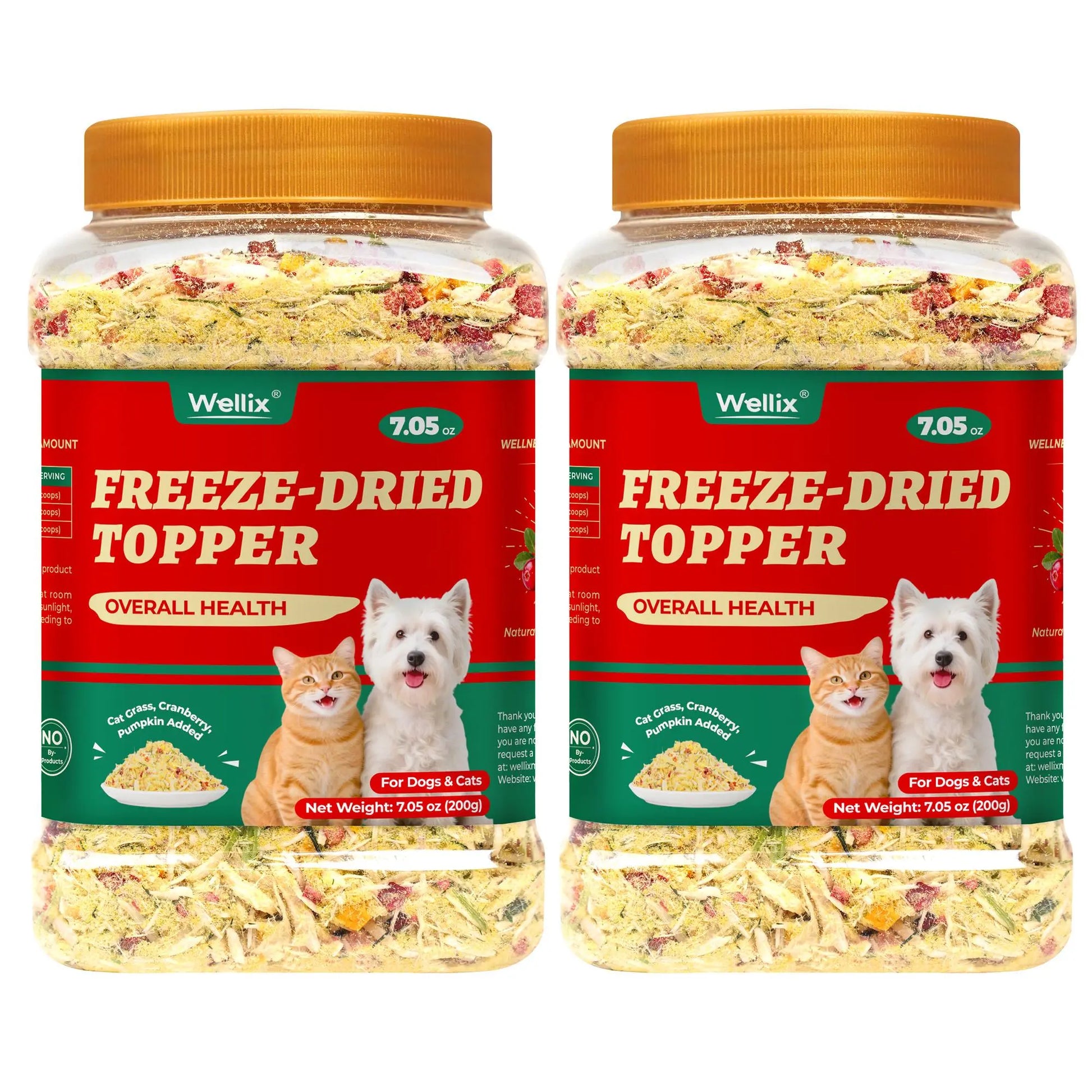 Wellix Dog&Cat Food Topper - Cat Grass Treats for Haiball Treament - Chicken Flavor Freeze Dried Cat Treats - Low Calorie Training Treats for Dogs&Cat 7.5Oz