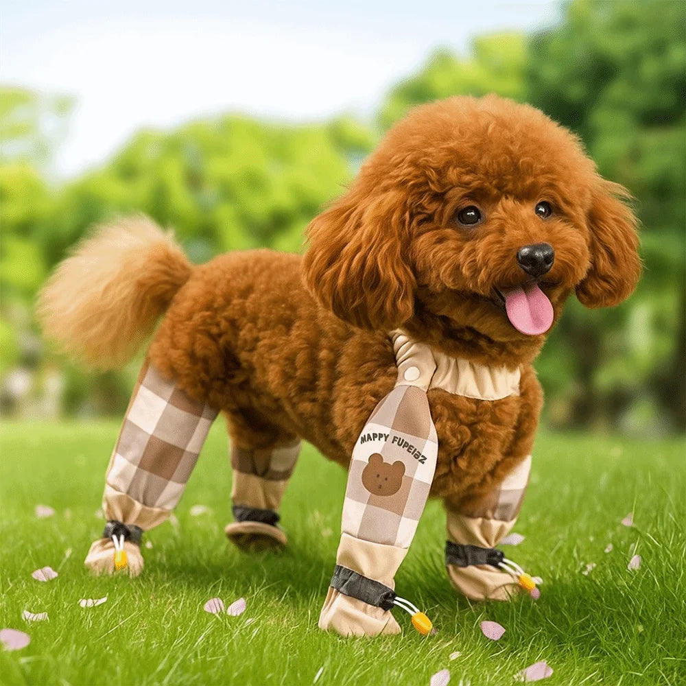 Full Leg Protection Reflective Stripe Pet Pants Adjustable Waterproof Pet Strolling Pants Dustproof Anti-Slip Dog Jumpsuit Shoes