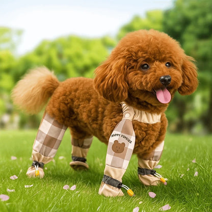Full Leg Protection Reflective Stripe Pet Pants Adjustable Waterproof Pet Strolling Pants Dustproof Anti-Slip Dog Jumpsuit Shoes