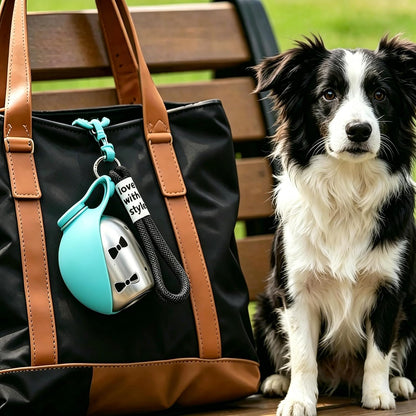 2-In-1 Portable Dog Water Bottle with Bowl, 10Oz Stainless Steel Travel Pet Water Dispenser, No-Spill Leak-Proof Design with Silicone Bowl, Perfect for Walking, Hiking, and Travel (Blue A)