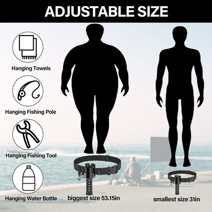 Fishing Wading Belt with Rod Holder Adjustable Wader Waist Belt | Fishing Rod Holster Quick Release Belt Keeper Bottle Buckle for Fly Surf Kayak Casting Spinning Pole Tool Tackle Gear