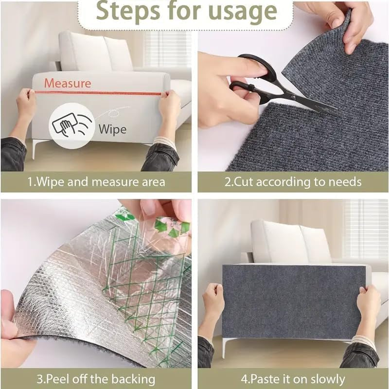 Cat Scratch Furniture Protector Mat DIY Cat Scratch Pad Self-Adhesive, Pet Scratching Post Cat Scratcher Carpet anti Cat Scratch for Cat Tree/Door/Couch (Dark Gray, 11.8 * 23 Inch)
