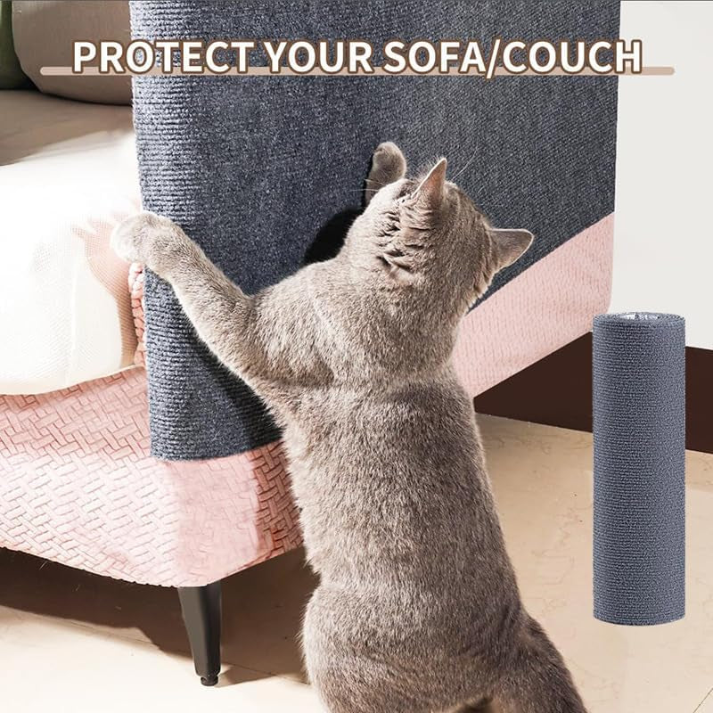 Cat Scratch Furniture Protector Mat DIY Cat Scratch Pad Self-Adhesive, Pet Scratching Post Cat Scratcher Carpet anti Cat Scratch for Cat Tree/Door/Couch (Dark Gray, 11.8 * 23 Inch)