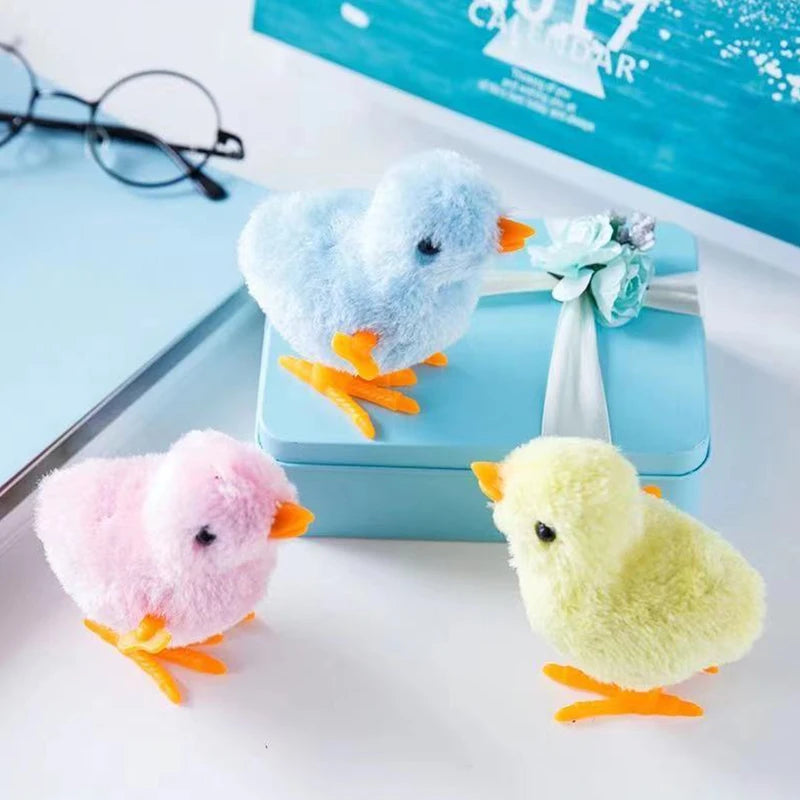 Pet Cat Toys Jumping Walking Hopping Cartoon Plush Chicken Clockwork Cat Interative Playing Toy Wind up Chick Kitten Supplies