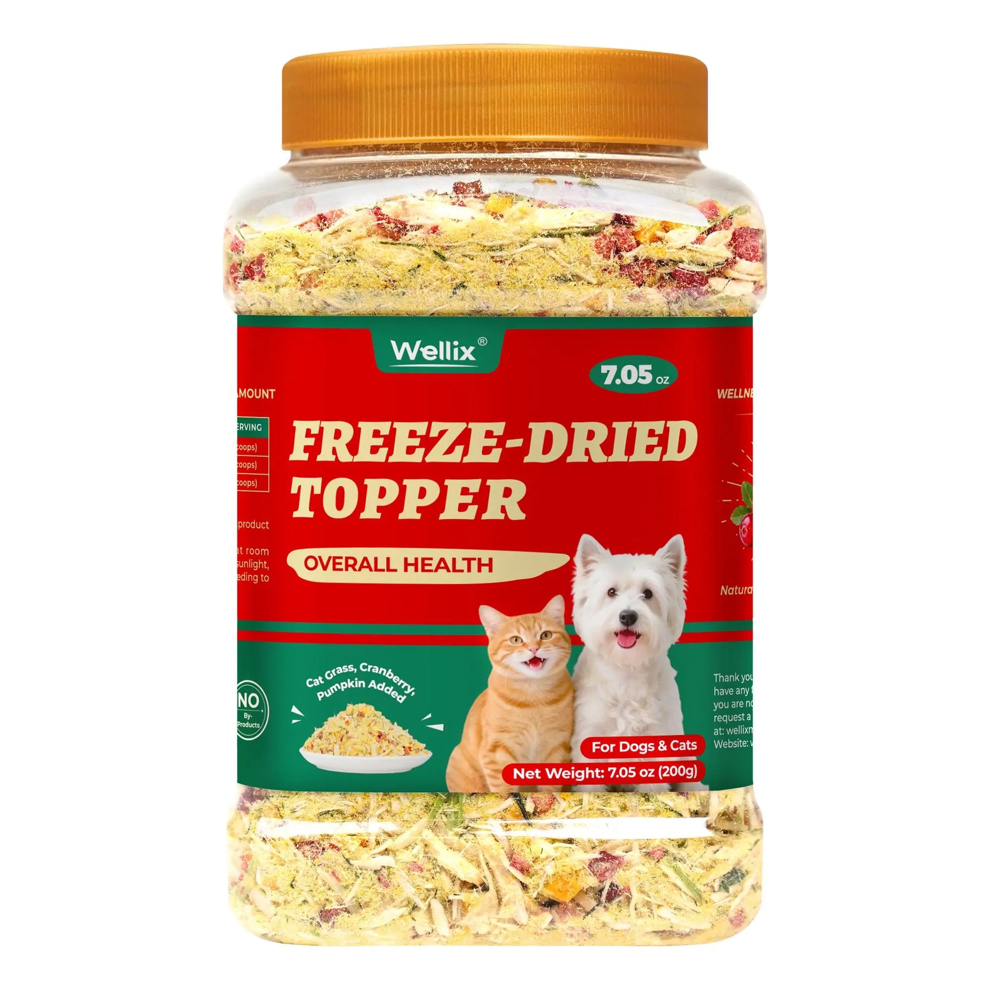 Wellix Dog&Cat Food Topper - Cat Grass Treats for Haiball Treament - Chicken Flavor Freeze Dried Cat Treats - Low Calorie Training Treats for Dogs&Cat 7.5Oz